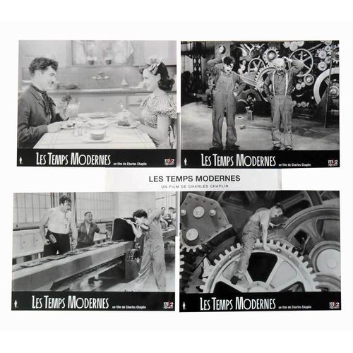 Les Temps Modernes (Modern Times): Jeu De 4 Photos D'exploitation Cinématographique - Format 24x30 Cm - & Avec Avec Charles Chaplin Avec Paulette Goddard - 1936 Réédition 2013 #