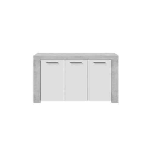 Buffet Wendy 3 Portes L144cm - Blanc / Béton