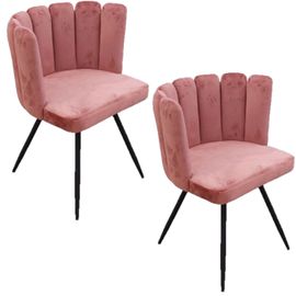 Lot De 2 Chaises Design Effet Velours Ariel - Rose