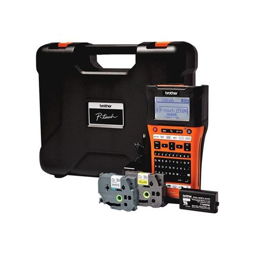 Brother P-Touch PT-E550WNIVP - Étiqueteuse - Noir et blanc - transfert thermique - Rouleau (2,4 cm) - Wi-Fi - outil de coupe - noir, orange