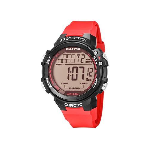 Calypso Montre Homme Chrono Résine Noir Silicone Rouge K5817/3