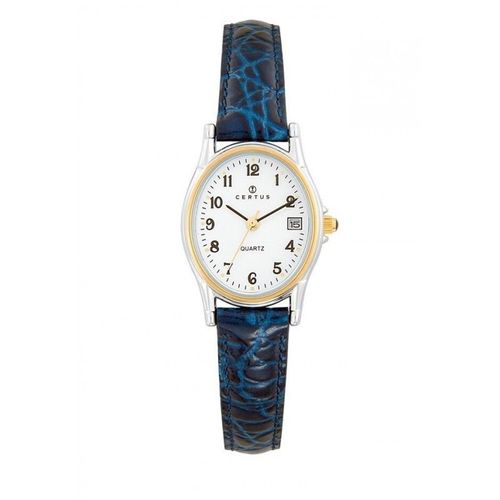 Certus Montre Femme Acier Bicolore Cuir Bleu 645328