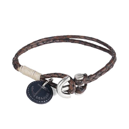 Bracelet Pitcairn Seajure Cuir Tressã© Marron