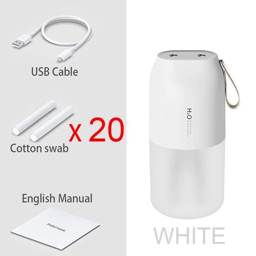Humidificateur d'air,diffuseur d'arôme et d'huiles essentielles sans fil,modèle portable avec port USB,batterie de 2000mAh - Type WHITE 20 Filters