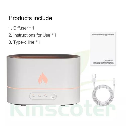 Diffuseur d'arôme électrique LED,humidificateur de flamme 1/3/5H,USB,minuterie intelligente,Simulation de lampe de nuit,250ml - Type WHITE