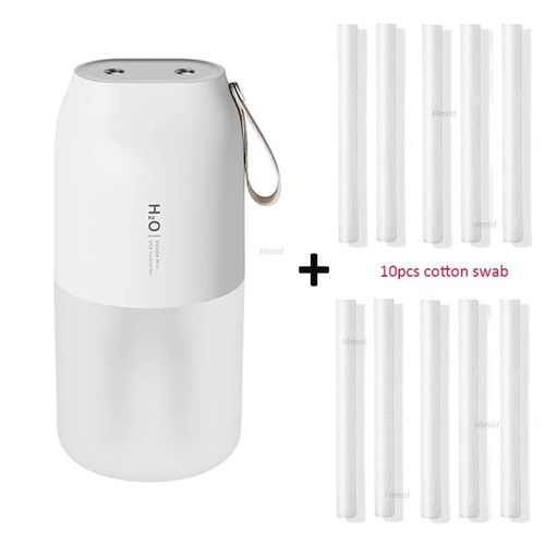 Mini humidificateur d'air électrique sans fil,Rechargeable par USB,avec lampe LED,double buse,Mini diffuseur d'eau aromatique pour voiture - Type White 10 filters