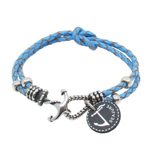 Bracelet Nautique Palawan Seajure En Cuir Bleu Tressã©