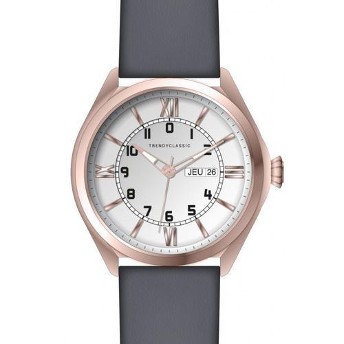 Montre Trendy Classic Homme Arthur Acier Doré Rose Cuir Gris Cg1057-03