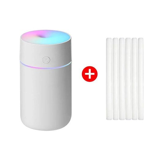 Humidificateur d'air sans fil Rechargeable,1200mAh,avec lumière de couleur dégradée,diffuseur d'arôme,pour maison et voiture,2023 - Type White with 6 filters