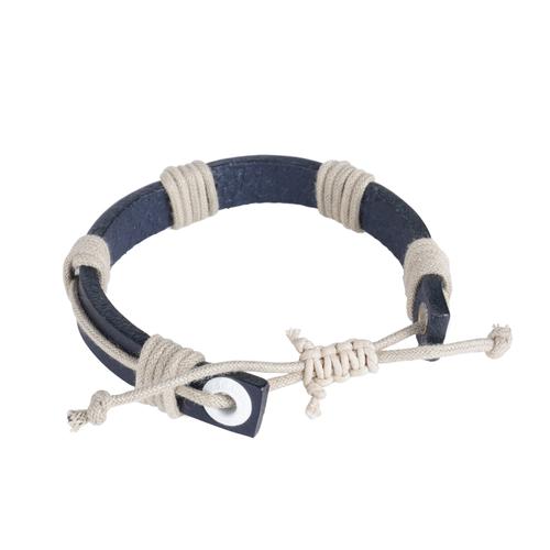 Bracelet Motuo Seajure Corde Nautique Et Cuir Bleu