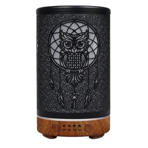 Humidificateur d'air à ultrasons avec veilleuses LED,diffuseur de parfum d'arôme,appareil ménager intelligent,fonction de synchronisation,parfum de chambre,100ml - Type deep wood grain-EU