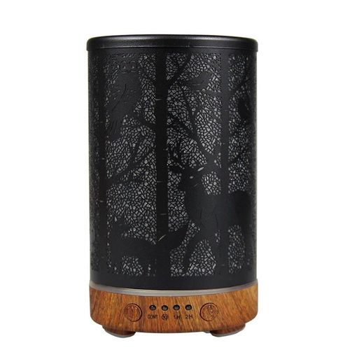Humidificateur d'air à ultrasons avec veilleuses LED,diffuseur d'arômes,parfum de chambre intelligent,art du fer,motif de cerf - Type deep wood grain-EU