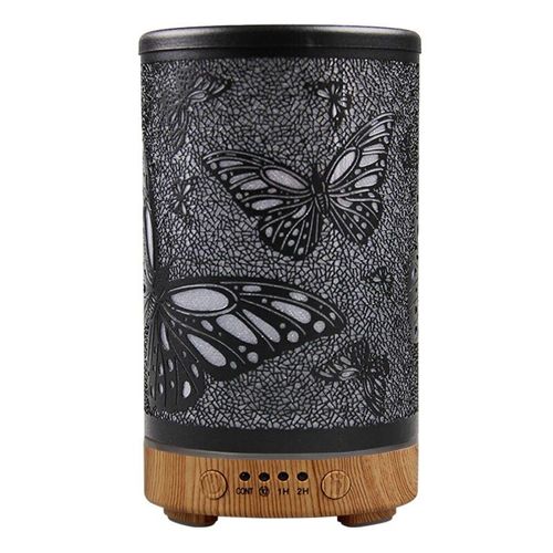 Humidificateur d'air à ultrasons avec veilleuses LED,diffuseur de parfum,fonction de synchronisation,papillon creux,appareils ménagers intelligents,100ml - Type light wood grain-EU