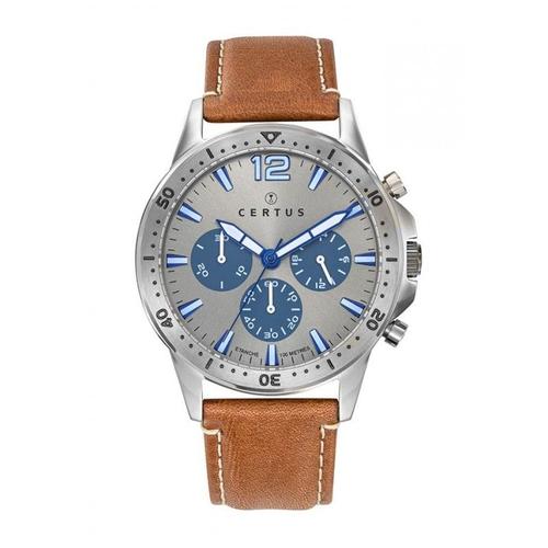 Certus Montre Chrono Homme Acier Cuir Marron 611177