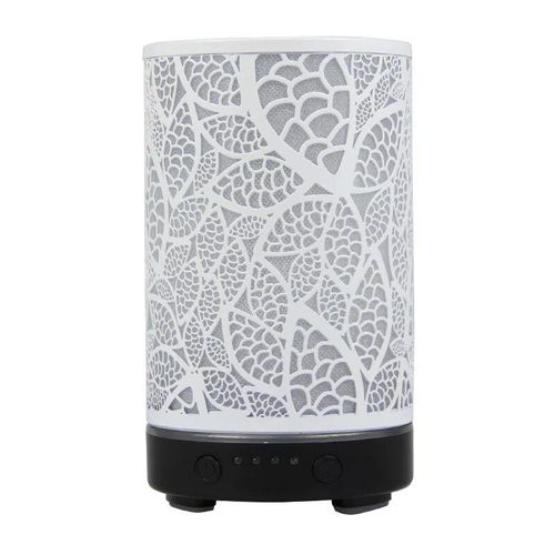 Humidificateur d'air à ultrasons avec lumière LED,diffuseur d'arômes,feuilles creuses en fer,humidificateur de bureau,appareils électroménagers intelligents,décoration de chambre - Type B-black-EU