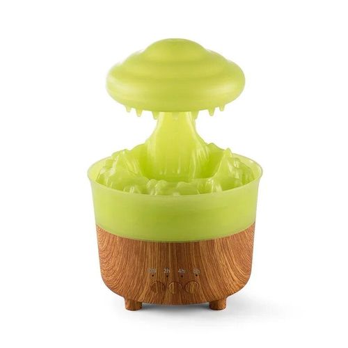 Humidificateur d'air intelligent en forme de nuage de pluie,diffuseur d'huiles essentielles,veilleuse colorée,minuterie,pièce plus lente - Type green-EU