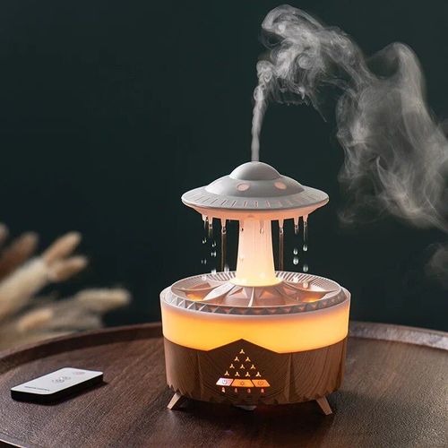 UFO-Humidificateur d'air intelligent en forme de nuage de pluie,diffuseur d'huile essentielle,goutte de pluie de 230ml,pièce plus lente - Type Orange-EU