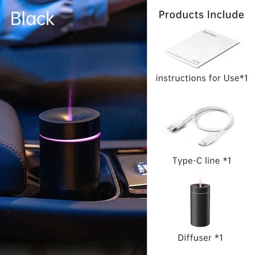 Vissko-Diffuseur d'aromathérapie sans fil pour voiture,humidificateur automatique,supporter ficateur d'air,désodorisant aromatique avec lumière LED - Type BK Battery Version