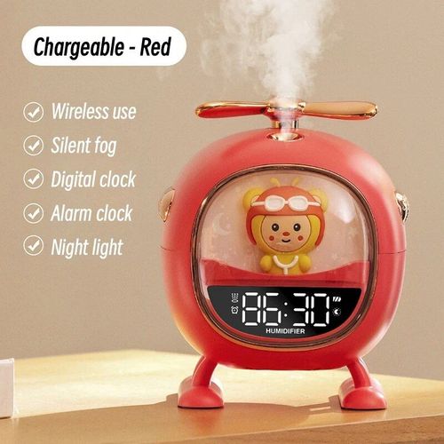 Humidificateur d'air portable sans fil avec veilleuse,mini diffuseur d'arômes électrique,aste par USB,3 en i,réveil,supporter ficateur domestique - Type Rouge