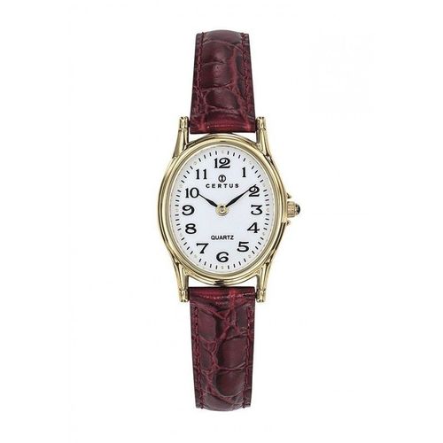 Certus Montre Femme Acier Doré Cuir Rouge 646448