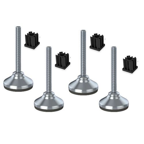 Stainless foot 16x100x65mm, base has rubber pad + inserts 40x40x1.2mm -Set of 4