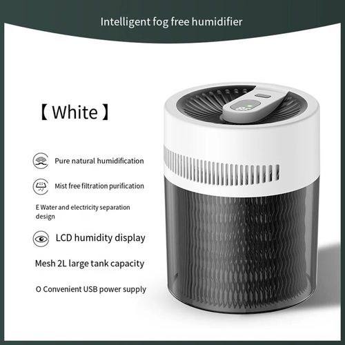 Humidificateur Intelligent sans Immersion,Filtre de Purification Ménager,Silencieux,Refroidissement de l'Eau Froide,Grande Capacité,Bureau - Type Elegant black