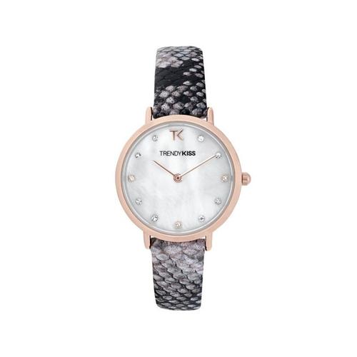 Montre Trendy Kiss Femme Mia Cuir Imprimé Serpent Rose Trg10133-01