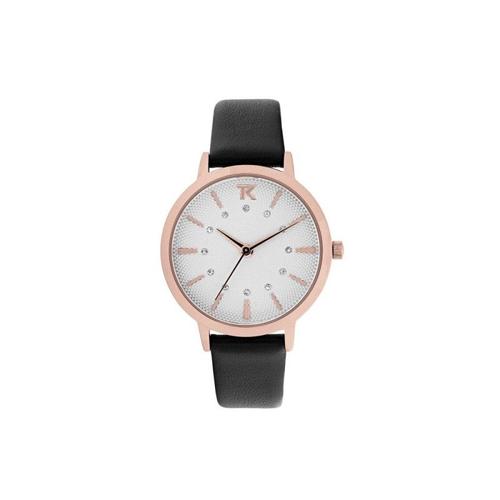 Montre Trendy Kiss Femme Lise Acier Doré Rose Cuir Noir Tc10138-03