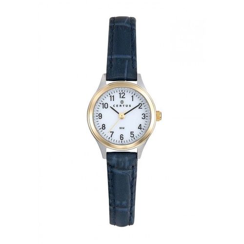 Certus Montre Femme Acier Bicolore Cuir Bleu 645364