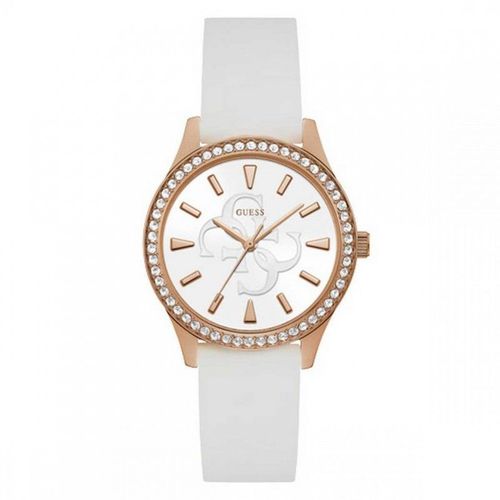 Guess Anna Montre Femme Acier Doré Rose Silicone Blanc Gw0359l2