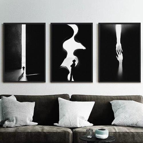 Tableau noir et blanc moderne, décoration de maison, toile