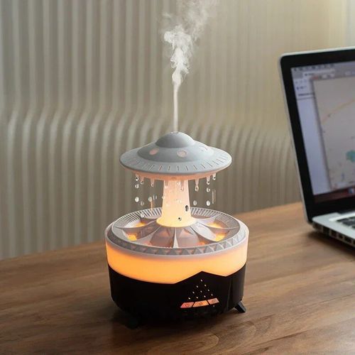 Houselin-Humidificateur d'air intelligent UFO,diffuseur d'huiles essentielles,goutte de pluie,nuage de pluie,goutte d'eau,350ml - Type Black-EU