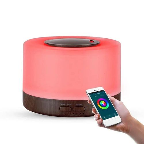 Diffuseur intelligent d'huiles essentielles d'aromathérapie avec Wi-Fi,humidificateur d'air,allergique avec Tuya,Alexa,Google Home,7 couleurs LED,500ml - Type WiFi smart-EU #A