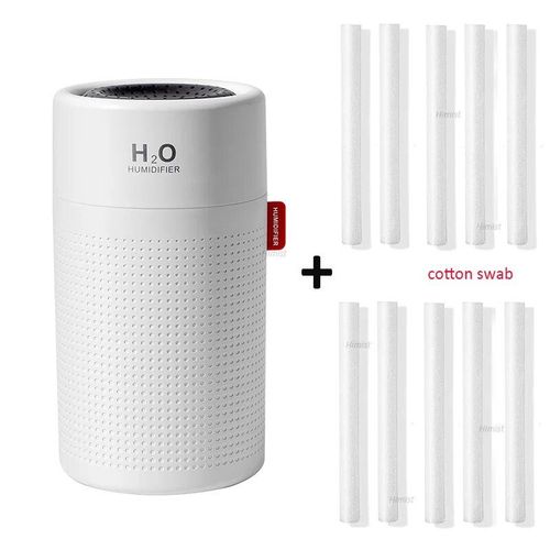 Humidificateur d'air de grande capacité 750ml,2000mAh,Rechargeable par USB,sans fil,ultrasonique,diffuseur de brume d'eau et d'arôme,lumière - Type white and 10 filters