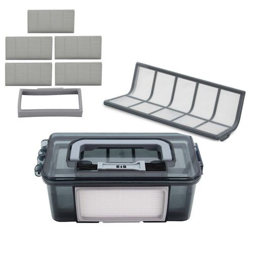 Boîte à poussière avec filtre HEPA, cadre avec joints en caoutchouc, filet de pré filtre pour aspirateur robot Vileda VR 302, accessoires de rechange, bac à poussière