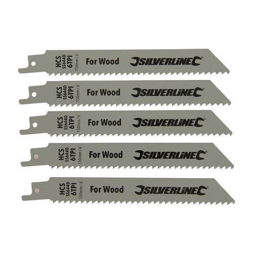 5 LAMES DE SCIE SABRE LONGUES 150 MM POUR UNE COUPE GROSSIERE DU BOIS