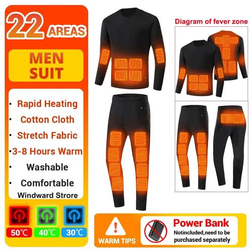 Pyjama Chauffant Électrique Pour Hommes Et Femmes,Sous-Vêtement Métropolitain,Économie Doublés De Zone Usb 6-22,Vêtements Thermiques Pour Personnes Âgées D'âge Moyen,Hiver