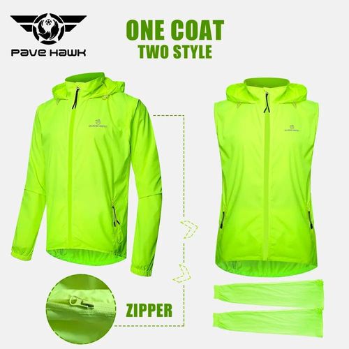 Veste De Cyclisme Réfléchissante Pour Hommes,Capuche Coupe-Vent,Imperméable,Lumière Réfléchissante,Amovible,Manches Longues,Respirant,Gilet Sans Manches,Manteau De Vélo