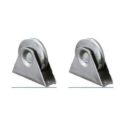 80mm Round groove wheel in fixed bracket - Set of 2