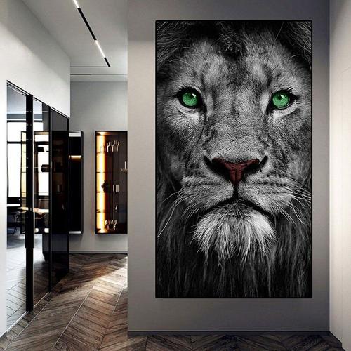 Peinture sur toile avec Lion noir et blanc peinture l huile