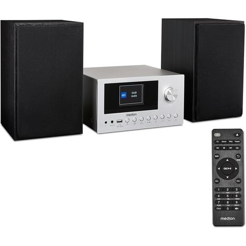 P85003 Mini Chaîne HiFi avec Lecteur CD (WiFi, Bluetooth, Radio Internet, Dab +, USB, AUX, Égaliseur, Écran Couleur TFT avec télécommande, 2X 15 W RMS) Argent