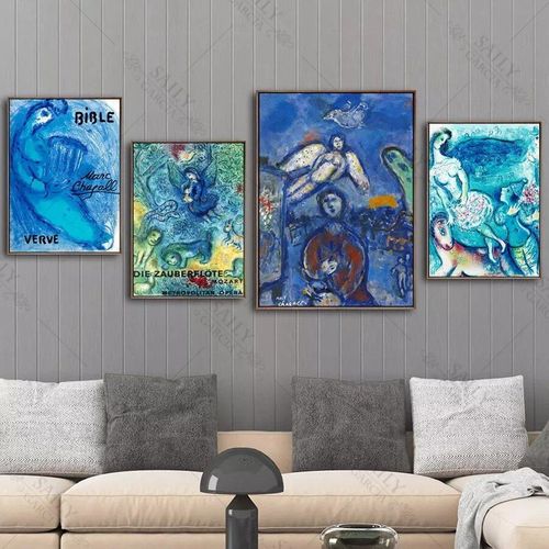 Peinture sur toile avec images murales abstraites de Marc Chagall, décoration de la maison, aquarelle, affiche modulaire de Style nordique pour chambre à coucher