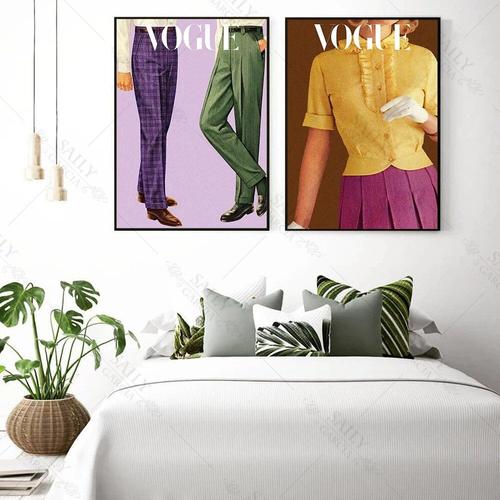Affiches de pantalons Vintage violet et vert, imprimés, toile d'art, peinture de Style nordique, mode femme, photos murales, décor de maison