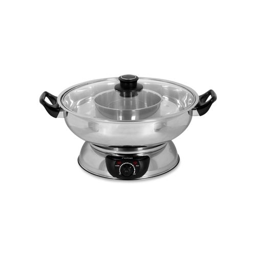 Rotel 1181250 Appareil à fondue chinoise avec fourchettes et épuisettes, appareil à fondue, marmite pour fondue chinoise, Acier inoxydable, Verre, Plastique, 39 x 37 x 22,5 cm
