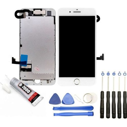 Vitre Tactile + Ecran Lcd Sur Chassis Avec Nappes Et Bouton Home Compatible Avec Iphone 7 Blanc + Kit Outils + Colle B7000 Offerte