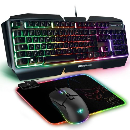 Ultimate 500, Pack 3 En 1 Full Rgb ? Led, Comprenant Clavier, Souris 6400 Dpi, Et Tapis De Souris ? Led