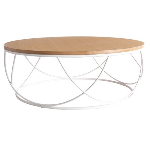 Table Basse Ronde Bois Et Métal Blanc D80 X H30 Cm Lace