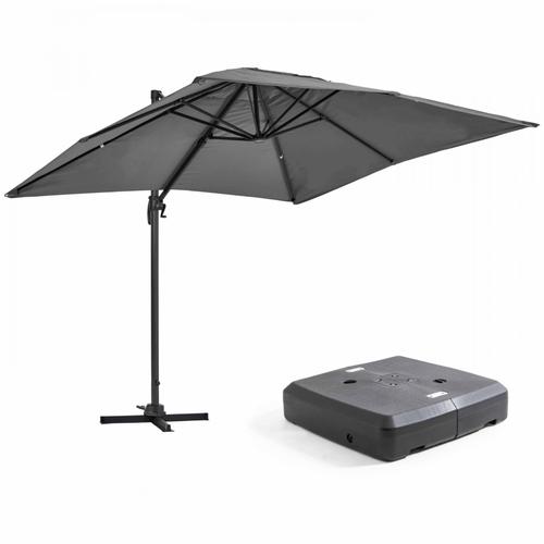 Parasol Déporté Et Dalles À Lester Sur Roues Aluminium Gris