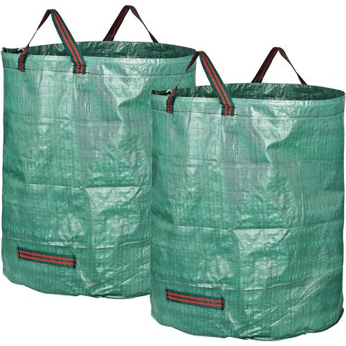 2pcs 272l Sacs À Ordures Sac Tissé Recyclage De Feuilles Herbe Déchets Jardin Portable Grand