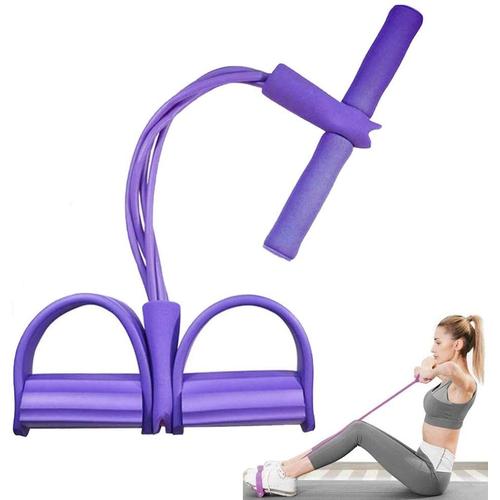 Corde De Tension Multifonctionnelle, 4tube Jambe Exerciseur Élastique Sport Expander Pédale De Fitness Bandes De Résistance Purple